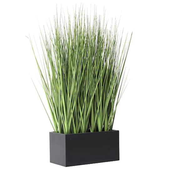 18" Onion Grass Artificial Plant with Black Rectangular Pot